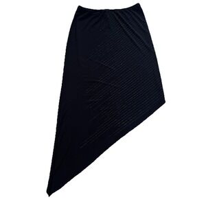 Vintage Black Asymmetrical Midi Skirt Medium Beaded Goth Fairy Grunge Witchy Y2K